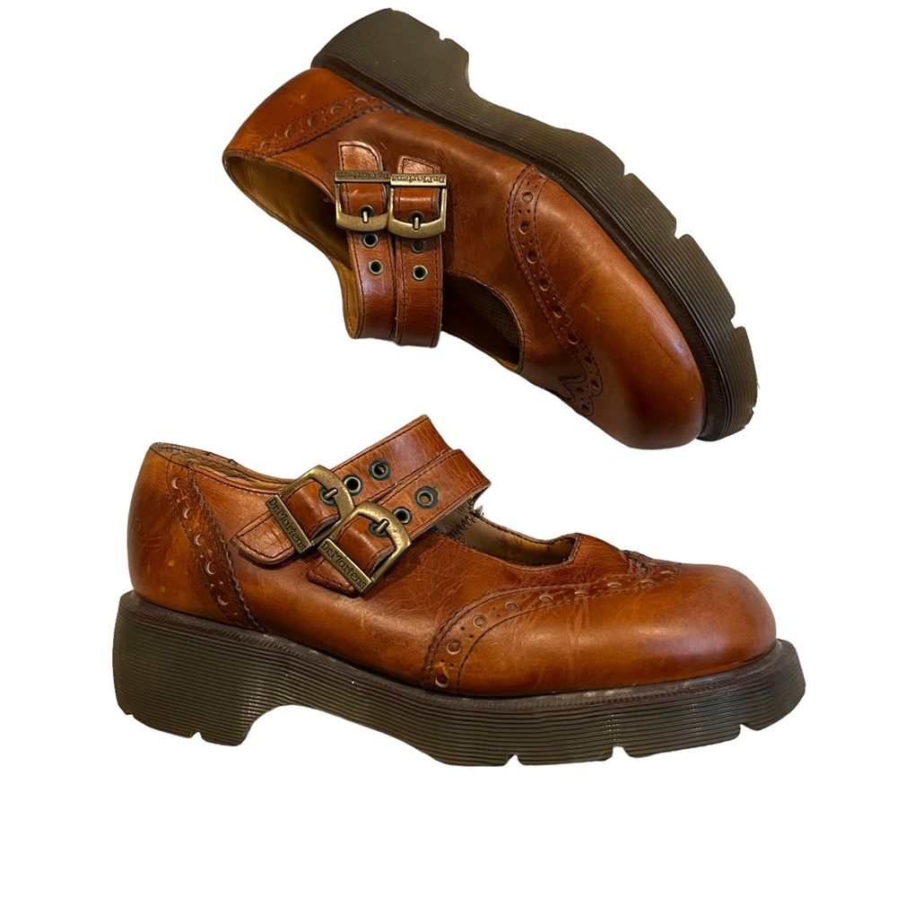Vintage Y2K Dr Martens Mary Jane Chunky Platform Shoes Leather England